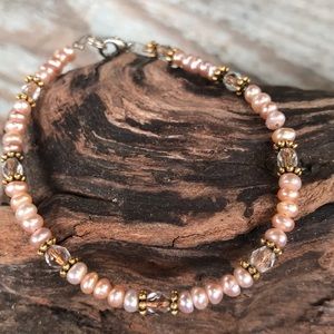 "✅ Gorgeous Pinkish peach bracelet handmade purchased at market fair!